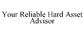 YOUR RELIABLE HARD ASSET ADVISOR