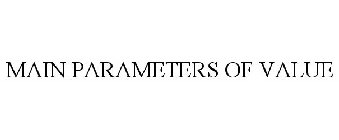 MAIN PARAMETERS OF VALUE