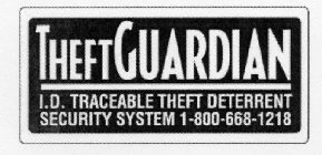 THEFTGUARDIAN I.D TRACEABLE THEFT DETERRENT SECURITY SYSTEM 1-800-668-1218