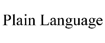 PLAIN LANGUAGE