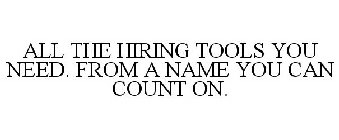 ALL THE HIRING TOOLS YOU NEED. FROM A NAME YOU CAN COUNT ON.