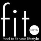 FIT FOR YOU FOOD TO FIT YOUR LIFESTYLE