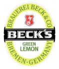 BECK'S GREEN LEMON BRAUEREI BECK & CO BREMEN GERMANY