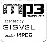 MP3 PATENTS LICENSED BY SISVEL AUDIO MPEG
