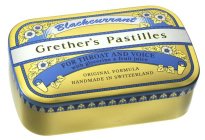 BLACKCURRANT GRETHER'S PASTILLES FOR THROAT AND VOICE WITH GLYCERINE & FRUIT JUICE ORIGINAL FORMULA HANDMADE IN SWITZERLAND