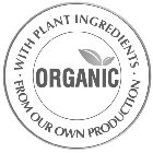 ORGANIC . WITH PLANT INGREDIENTS . FROMOUR OWN PRODUCTION