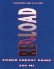 RELOAD CARBONATED BEVERAGE. SERVE CHILLED POWER ENERGY DRINK 250 ML