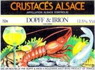 CRUSTACÉS ALSACE APPELLATION ALSACE CONTROLEE DOPFF & IRION MIS EN BOUTEILLE PAR DOPFF & IRION A RIQUEWIHR (HAUT-RHIN) PRODUCT OF FRANCE