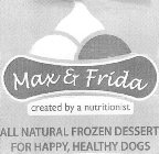 MAX & FRIDA CREATED BY A NUTRITIONIST ALL NATURAL FROZEN DESSERT FOR HAPPY, HEALTHY DOGS