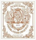 CHATEAU PICHON BARON AU BARON DE PICHON-LONGUEVILLE 2012 CRU CLASSÉ EN 1855 PAUILLAC