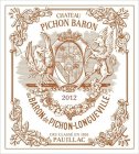 CHATEAU PICHON BARON AU BARON DE PICHON-LONGUEVILLE 2012 CRU CLASSÉ EN 1855 PAUILLAC