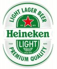 LIGHT LAGER BEER HEINEKEN LIGHT PREMIUM QUALITY EST 1873