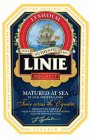 LYSHOLM LINIE AQUAVIT MATURED AT SEA TWICE ACROSS THE EQUATOR THE ORIGINAL UNIQUE QUALITY FOR OVER 200 YEARS LYSHOLM PRODUCT OF NORWAY SAILED TO THE OTHER SIDE OF HTE WORLD AND BACK AGAIN FOR MORE THA