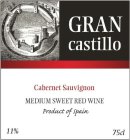 GRAN CASTILLO CABERNET SAUVIGNON MEDIUM SWEET RED WINE PRODUCT OF SPAIN 11% 75CL