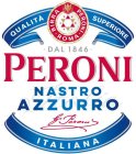 PERONI NASTRO AZZURRO QUALITÀ SUPERIOREITALIANA BIRRA · PERONI · ROMA · DAL 1846 ·