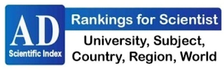 AD SCIENTIFIC INDEX RANKING FOR SCIENTIST UNIVERSITY, SUBJECT, COUNTRY, REGION, WORLD