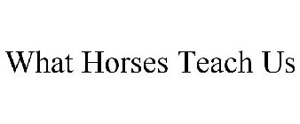 WHAT HORSES TEACH US