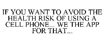 IF YOU WANT TO AVOID THE HEALTH RISK OF USING A CELL PHONE... WE THE APP FOR THAT...