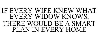IF EVERY WIFE KNEW WHAT EVERY WIDOW KNOWS, THERE WOULD BE A SMART PLAN IN EVERY HOME