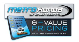 METRO HONDA OF UNION COUNTY E-VALUE PRICING WE DO THE SHOPPING FOR YOU POSITION $16K $15K $14K $13K $12K