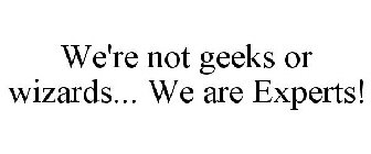 WE'RE NOT GEEKS OR WIZARDS... WE ARE EXPERTS!