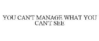 YOU CAN'T MANAGE WHAT YOU CAN'T SEE