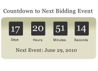 COUNTDOWN TO NEXT BIDDING EVENT 17 20 51 14 DAYS HOURS MINUTES SECONDS NEXT EVENT: JUNE 29, 2010
