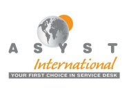ASYST INTERNATIONAL YOUR FIRST CHOICE IN SERVICE DESK