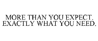 MORE THAN YOU EXPECT. EXACTLY WHAT YOU NEED.