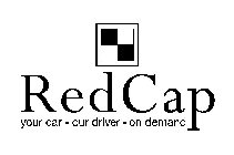 REDCAP YOUR CAR · OUR DRIVER · ON DEMAND