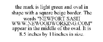THE MARK IS LIGHT GREEN AND OVAL IN SHAPE WITH A SQUARE BEIGE BORDER. THE WORDS 