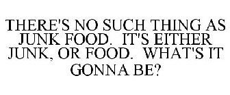 THERE'S NO SUCH THING AS JUNK FOOD. IT'S EITHER JUNK, OR FOOD. WHAT'S IT GONNA BE?