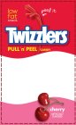 TWIZZLERS PULL 'N' PEEL CANDY CHERRY PEEL IT LOW FAT SNACK AND ARTIFICIALLY FLAVORED