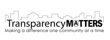 TRANSPARENCY MATTERS MAKING A DIFFERENCE ONE COMMUNITY AT A TIME