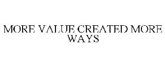 MORE VALUE CREATED MORE WAYS