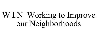 W.I.N. WORKING TO IMPROVE OUR NEIGHBORHOODS