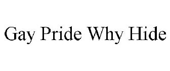 GAY PRIDE WHY HIDE
