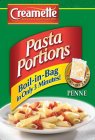 CREAMETTE HOMETOWN FAVORITE SINCE 1912 PASTA PORTIONS BOIL-IN-BAG IN ONLY 3 MINUTES! CONTAINS 3 BAGS PENNE