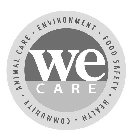 WE CARE · ENVIRONMENT · FOOD SAFETY · HEALTH · COMMUNITY · ANIMAL CARE