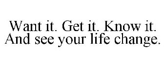 WANT IT. GET IT. KNOW IT. AND SEE YOUR LIFE CHANGE.