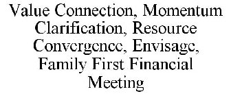 VALUE CONNECTION, MOMENTUM CLARIFICATION, RESOURCE CONVERGENCE, ENVISAGE, FAMILY FIRST FINANCIAL MEETING