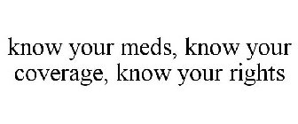 KNOW YOUR MEDS, KNOW YOUR COVERAGE, KNOW YOUR RIGHTS