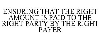 ENSURING THAT THE RIGHT AMOUNT IS PAID TO THE RIGHT PARTY BY THE RIGHT PAYER