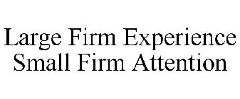 LARGE FIRM EXPERIENCE SMALL FIRM ATTENTION