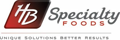 HB SPECIALTY FOODS UNIQUE SOLUTIONS BETTER RESULTS