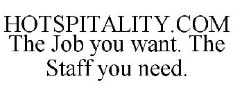 HOTSPITALITY.COM THE JOB YOU WANT. THE STAFF YOU NEED.