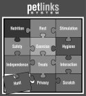 PETLINKS SYSTEM NUTRITION REST STIMULATION SAFETY EXERCISE HYGIENE INDEPENDENCE TREATS INTERACTION HUNT PRIVACY SCRATCH