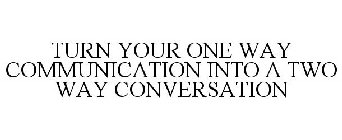 TURN YOUR ONE WAY COMMUNICATION INTO A TWO WAY CONVERSATION