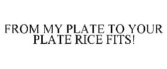 FROM MY PLATE TO YOUR PLATE RICE FITS!