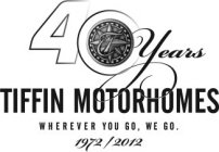 40 YEARS T TIFFIN MOTORHOMES WHEREVER YOU GO, WE GO. 1972/2012